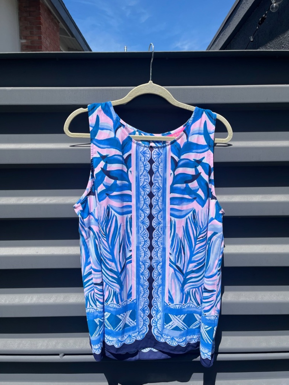 Lilly Pulitzer Blue & Pink Tropical Print Sleeveless Top